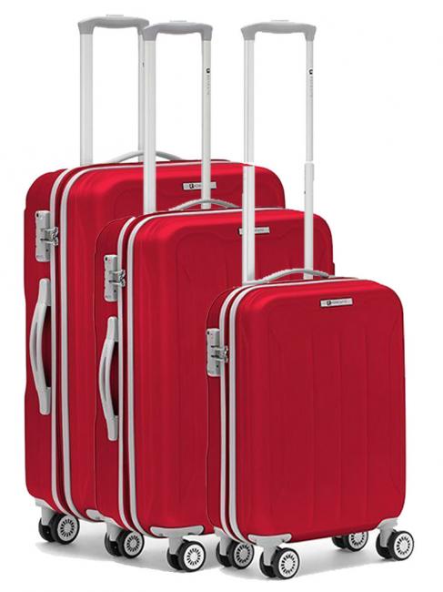R RONCATO FLIGHT Ensemble de 3 chariots à bagages à main, moyen, grand rouge - Ensemble Valises