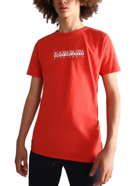 NAPAPIJRI KIDS S-BOX T-shirt en cotton coquelicots rouges - Tee-shirt enfant