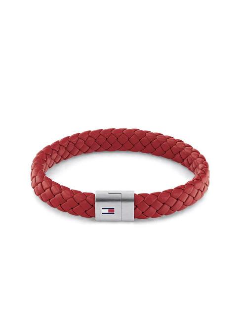 TOMMY HILFIGER ROUND BRAIDED Bracelet en cuir rouge - Bracelets pour hommes