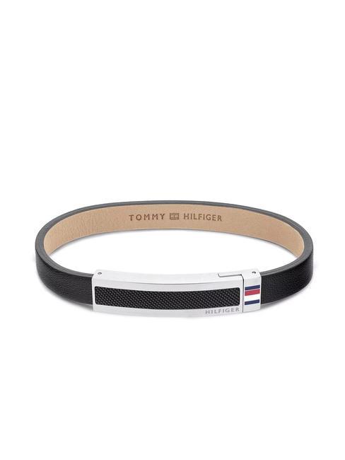 TOMMY HILFIGER WOVEN TEXTURE Bracelet en cuir noir - Bracelets pour hommes