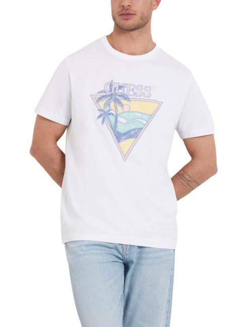 GUESS SUMMER TRIANGLE T-shirt en cotton blanc pur - T-shirt