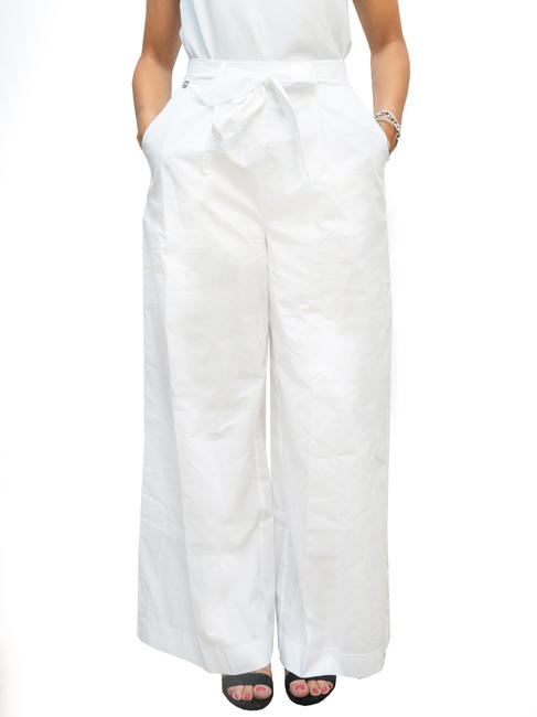MANILA GRACE   Pantalon court en coton blanc - Pantalons pour femmes
