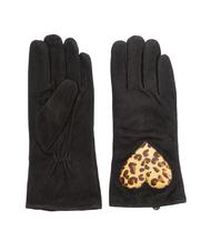 TOSCA BLU guanto con cuore a contrasto in pelle suede  - Gants