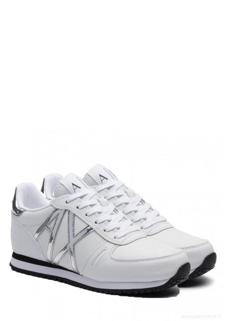 ARMANI EXCHANGE microfiber suede sneaker Baskets whi / argent - Chaussures Femme