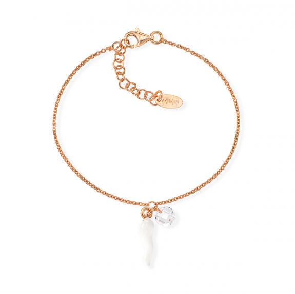 AMEN CORNETTI Bracelet en argent avec roses en zircon blanc et émail blanc Rose - Bracelets