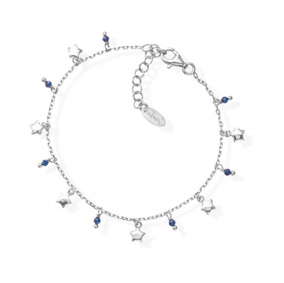 AMEN CANDY CHARM Bracelet étoiles en argent rhodié et cristaux bleus rhodium - Bracelets