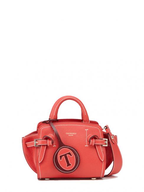 TRUSSARDI GITA Bicolor Micro sac &agrave; main avec bandouli&egrave;re corail / bordeaux - Sacs pour Femme