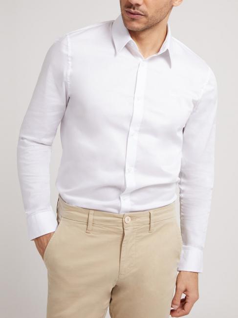 GUESS CORE  Chemise en coton extensible blanc pur - Chemises pour hommes