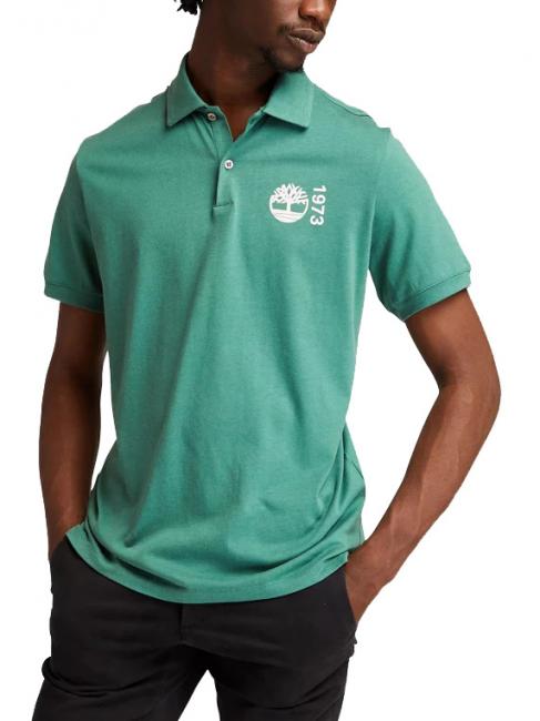 TIMBERLAND SS SIGNATURE Polo manches courtes fumée / pin - chemise polo