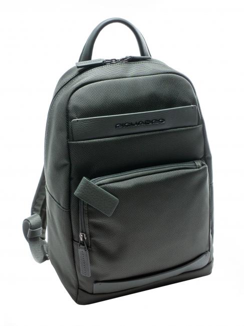 PIQUADRO KLOUT S Sac à dos en cuir et tissu, support pc 11" VERT - Sacs à dos pour ordinateur portable