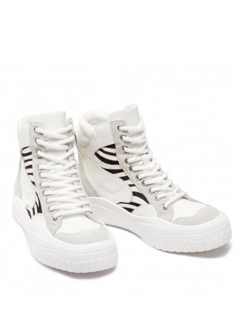 TWINSET Sneaker alta in pelle con inserti zebrati  zèbre blanc / poilu - Chaussures Femme