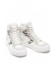 TWINSET Sneaker alta in pelle con inserti zebrati  - Chaussures Femme