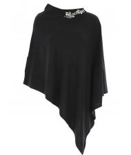 TWINSET Poncho in maglia con ricamo castoni su scollo   - &Eacute;charpes