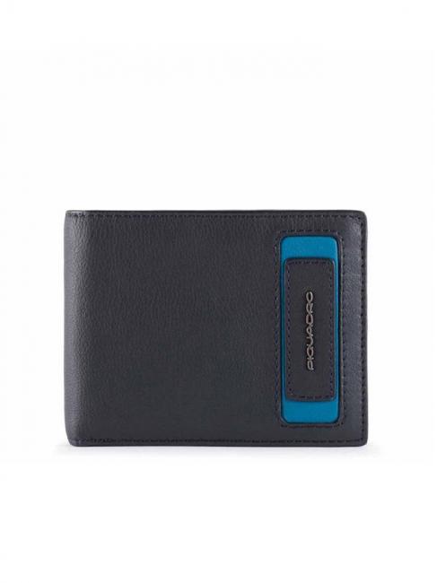 PIQUADRO W103 Portefeuille en cuir avec porte-monnaie bleu - Portefeuilles Homme