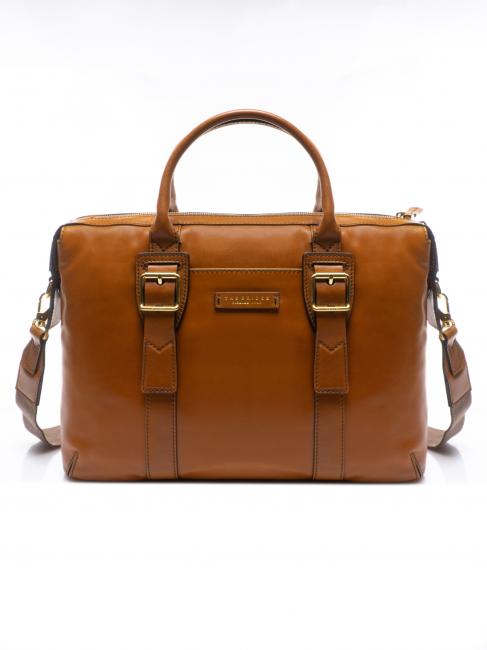 THE BRIDGE GIANNUTRI Porte-documents en cuir Made in Italy, avec bandoulière Cognac / or - Porte Documents Travail