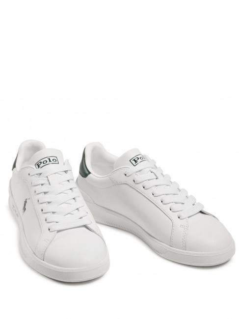 RALPH LAUREN HERITAGE COURT II NAPPA Baskets en cuir pour hommes blanc / vert collège pp - Chaussures Homme
