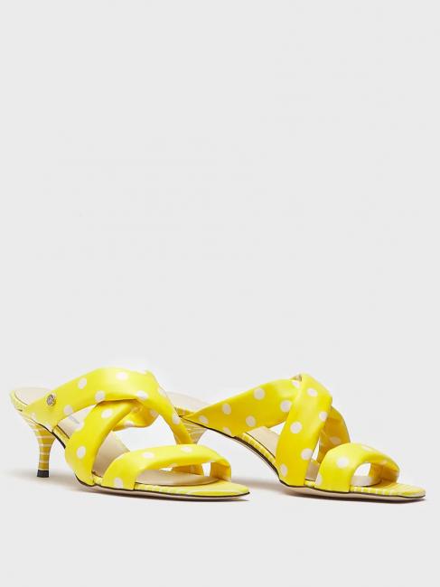 MANILA GRACE Sandalo sabot in pelle stampa pois  jaune blanc - Chaussures Femme
