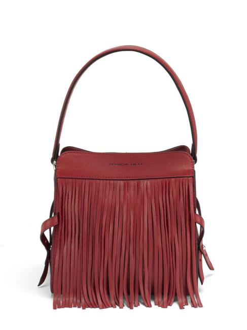 TOSCA BLU MAGIA Mini sac à bandoulière en cuir avec franges rouge foncé - Sacs pour Femme
