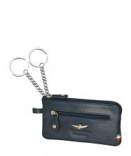 AERONAUTICA MILITARE FLAG Porte-cl&eacute;s avec fermeture &eacute;clair, en cuir - Porte-cl&eacute;s