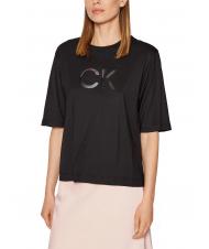 CALVIN KLEIN MESH LOGO T-shirt coupe d&eacute;contract&eacute;e Ck Noir - T-shirt - 1