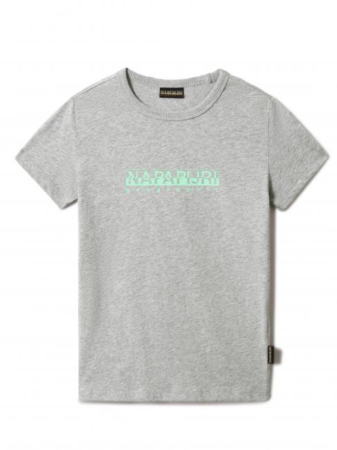 NAPAPIJRI K S-BOX SS  T-shirt en coton imprimé logo gris moyen chiné - Tee-shirt enfant