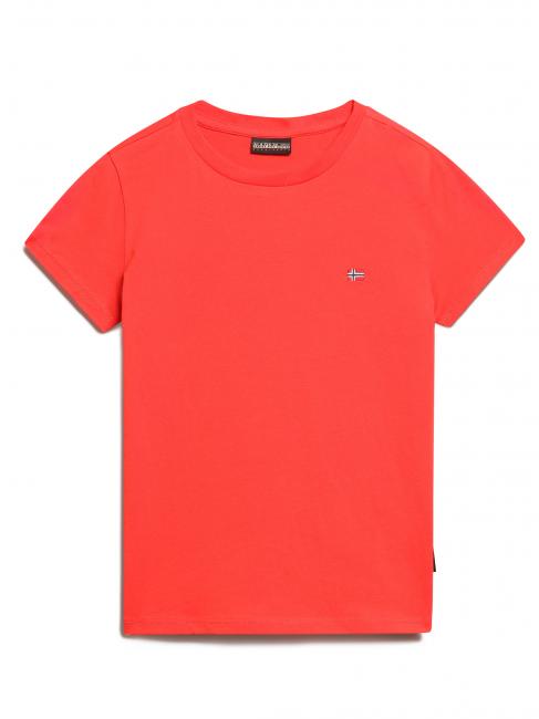 NAPAPIJRI K SALIS SS 2 T-shirt en coton avec micro drapeau rouge vif r89 - Tee-shirt enfant