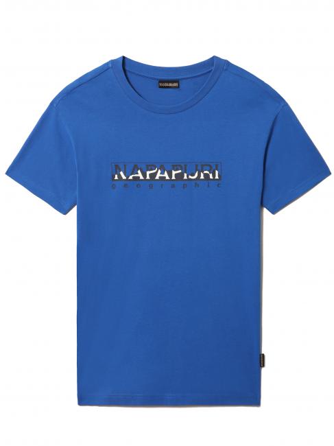 NAPAPIJRI S-SELLA SS T-shirt col rond en coton à logo bleu parachutiste - T-shirt