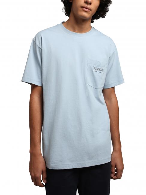 NAPAPIJRI S-MORGEX T-shirt col rond en coton avec micro logo brouillard bleu - T-shirt