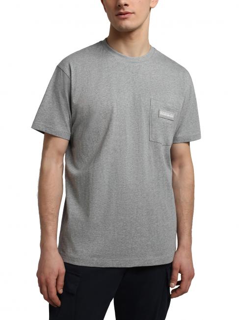 NAPAPIJRI S-MORGEX T-shirt col rond en coton avec micro logo gris moyen chiné - T-shirt
