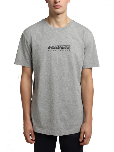 NAPAPIJRI S-BOX SS T-shirt en coton à boîte logo gris moyen chiné - T-shirt