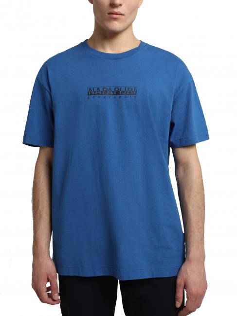 NAPAPIJRI S-BOX SS T-shirt en coton à boîte logo bleu parachutiste - T-shirt