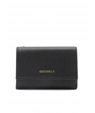 COCCINELLE METALLIC SOFT Portefeuille à deux volets en cuir martelé - Portefeuilles Femme