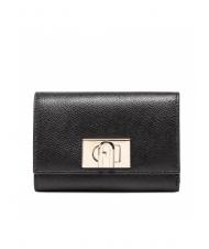 FURLA 1927 Portefeuille compact en cuir ares Noir - Portefeuilles Femme - 1
