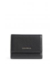 COCCINELLE METALLIC SOFT Petit portefeuille en cuir textur&eacute; - Portefeuilles Femme