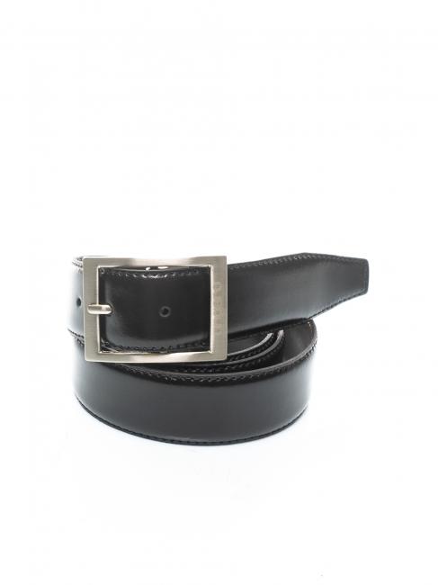 UNGARO Cintura double face in pelle fibbia classica, peut être raccourci sur mesure noir / marron foncé - Ceintures