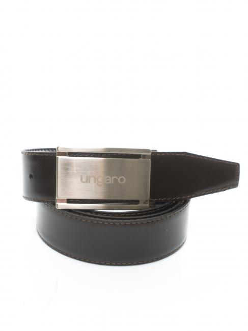 UNGARO Cintura doubleface in pelle con placca, peut être raccourci sur mesure noir / marron foncé - Ceintures