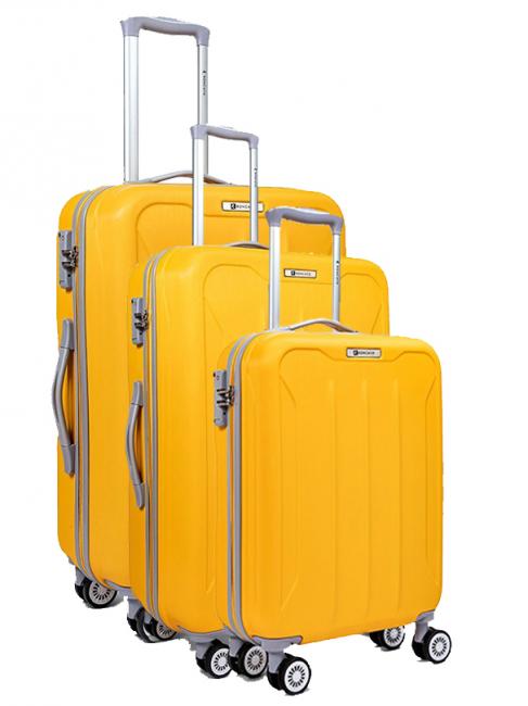 R RONCATO FLIGHT Ensemble de 3 chariots à bagages à main, moyen, grand moutarde - Ensemble Valises