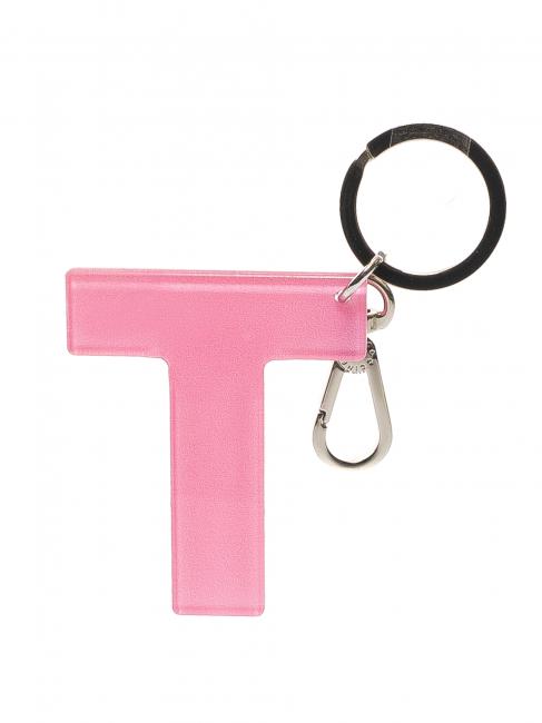 COCCINELLE LETTERA T Porte-clés en plexiglas et métal bubblegum - Porte-clés