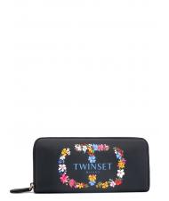 TWINSET Portafoglio Zip Around Logo fleuri - Portefeuilles Femme