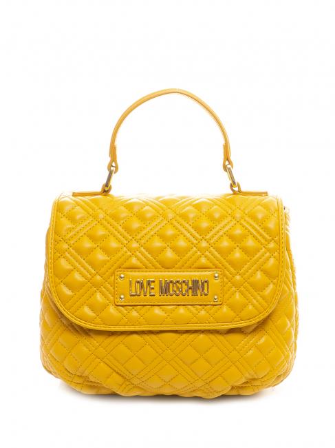 LOVE MOSCHINO QUILTED Sac à main avec rabat et bandoulière moutarde - Sacs pour Femme