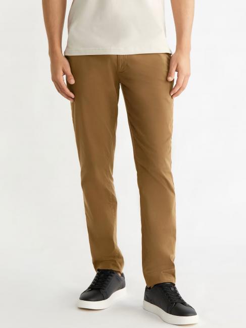 CALVIN KLEIN Sateen chino  Pantalon en coton, coupe slim brun chester - Pantalon