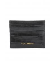 COCCINELLE METALLIC CROCO Porte-cartes en cuir imprim&eacute; croco Noir - Portefeuilles Femme - 1