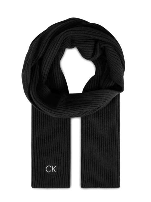 CALVIN KLEIN CLASSIC RIBBON Écharpe en coton côtelé cknoir - Écharpes