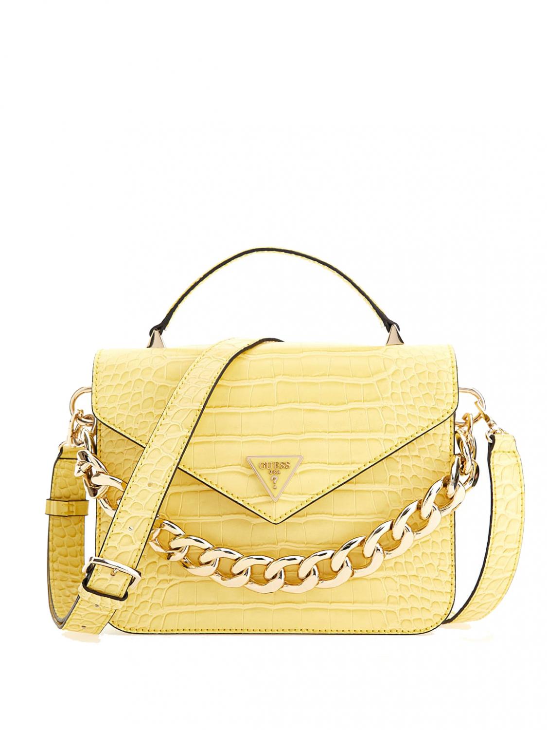 Guess Retour Sac Main Avec Rabat Jaune Achetez Prix Outlet