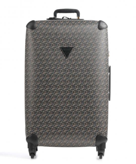 GUESS WILDER Chariot grande taille, exp logo noir / cognac - Valises Rigides