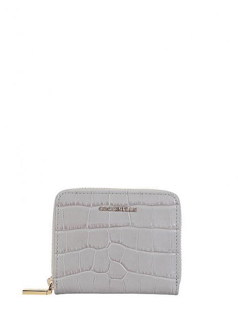 COCCINELLE METALLIC Croco Shiny Soft Mini portefeuille pierre - Portefeuilles Femme