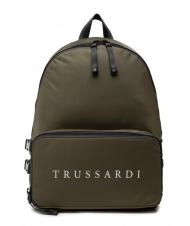 TRUSSARDI SPEEDY LETTERING Sac &agrave; dos en nylon, support pour ordinateur 15,6" olive verte / pierre - Sacs &agrave; dos pour ordinateur portable - 1