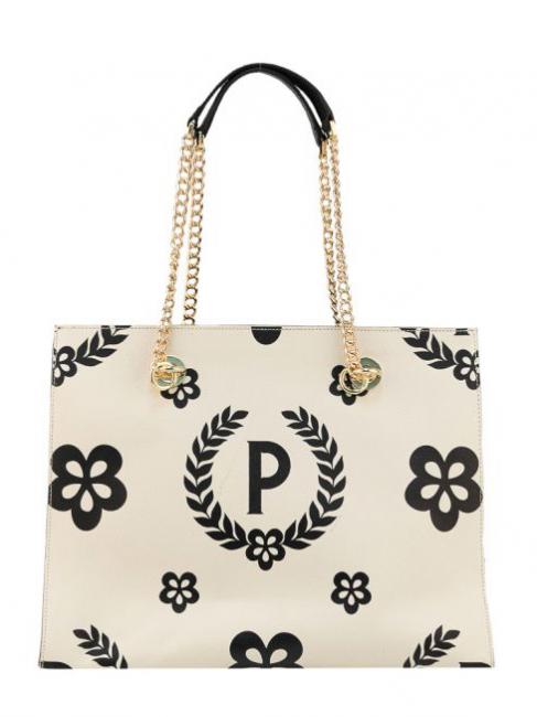 POLLINI HERITAGE  Sac shopping avec imprim&eacute; int&eacute;gral Noir / Ivoire - Sacs pour Femme