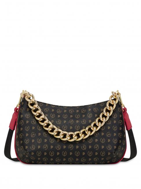 POLLINI HERITAGE sac porté épaule à anse chaîne laque noire - Sacs pour Femme