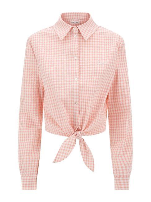 GUESS FADWA Chemise à manches longues avec nœud vichy rose clair - Chemises